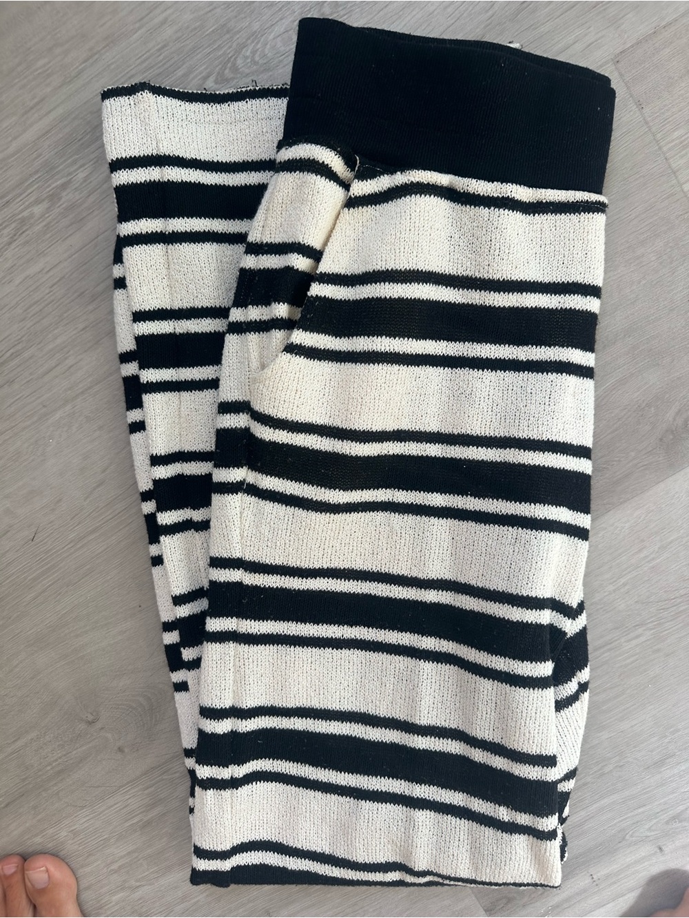sundays Black and Cream Wide Leg Striped Pants